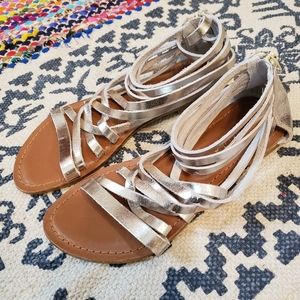 Rose gold metallic gladiator sandal